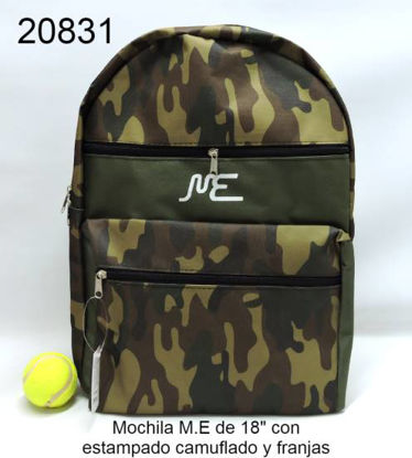 Imagen de MOCHILA M.E.18" ESTAMPADO CAMUFLADO CON FRANJA  1.26
